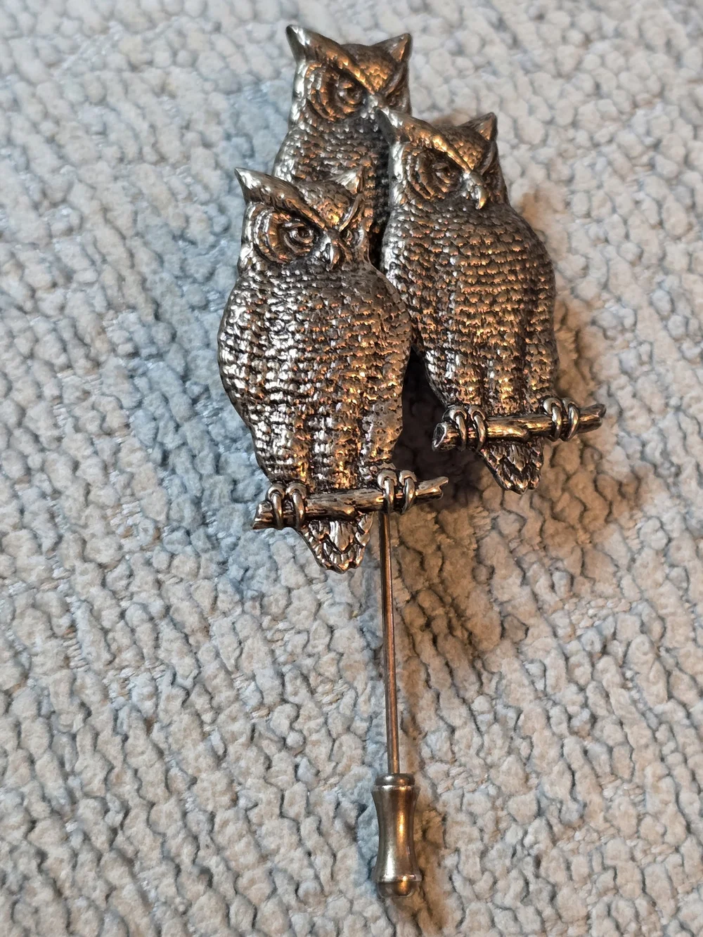 Silver Owl Trio Stick Pin 3.5
